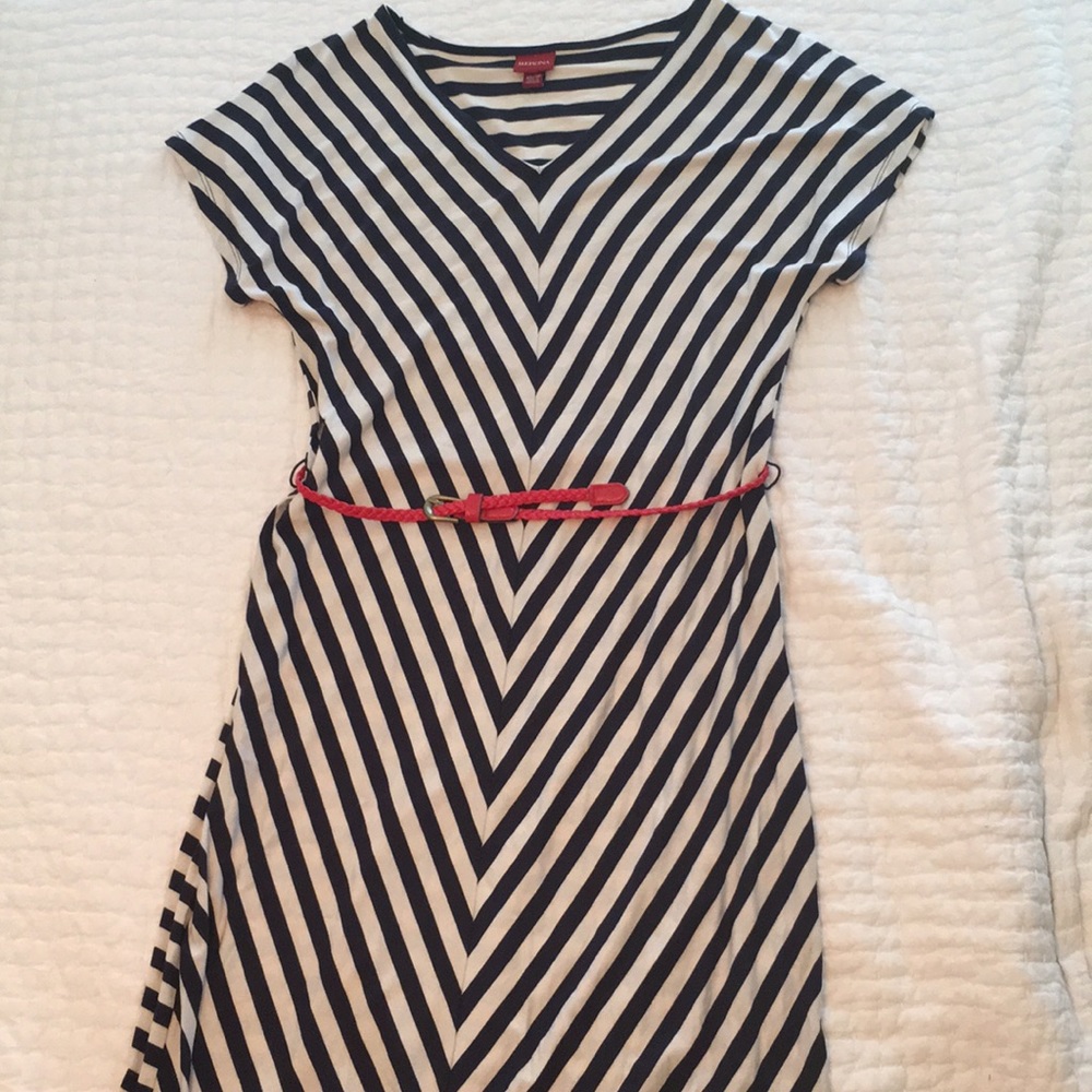 Blue and white dress